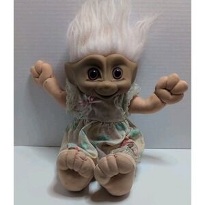 Ace novelty Treasure Troll Pink Haired Doll Pink Jewel Belly Button 14" Toy